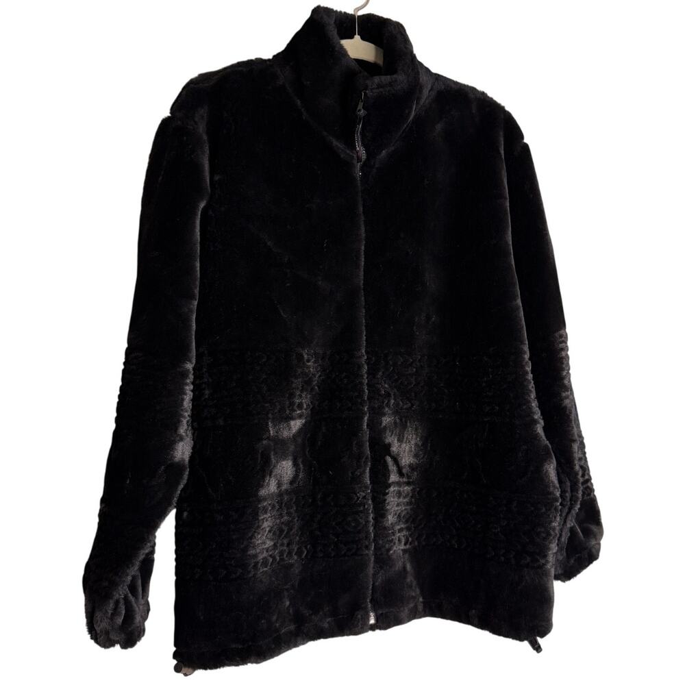 Coastlines Coat Jacket Women Medium Black Horses Y2K 70s party Glam Retro VTG